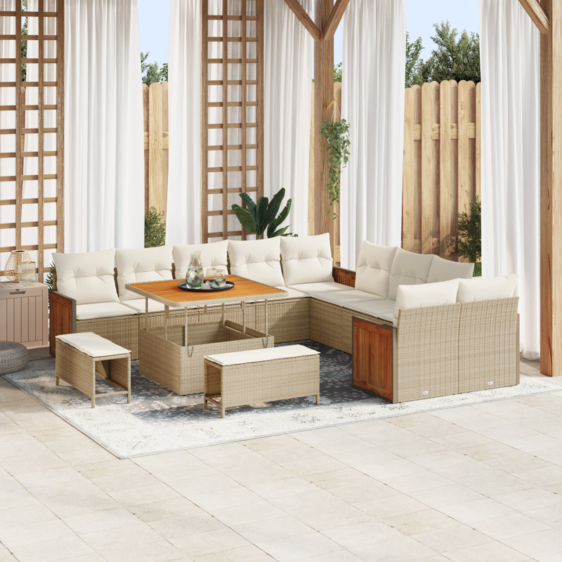 289cm Wide Patio Sofa with Cushions