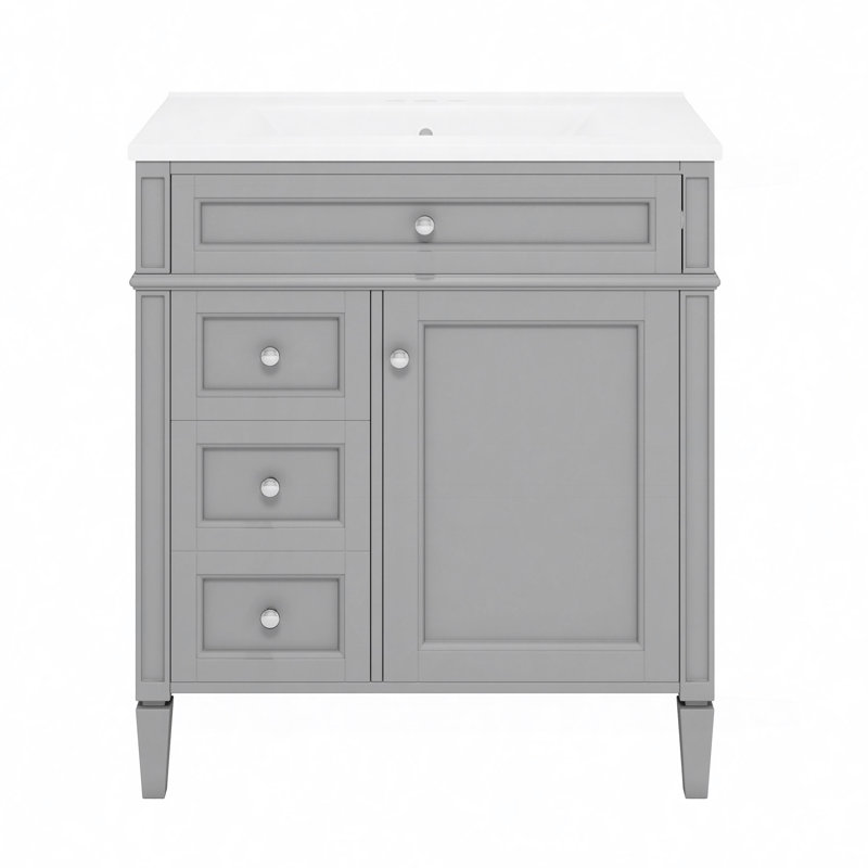 Ensemble de meuble-lavabo moderne avec lavabo supérieur, 2 tiroirs, 1 tiroir basculant, tablette de porte, ensemble de meuble-lavabo simple