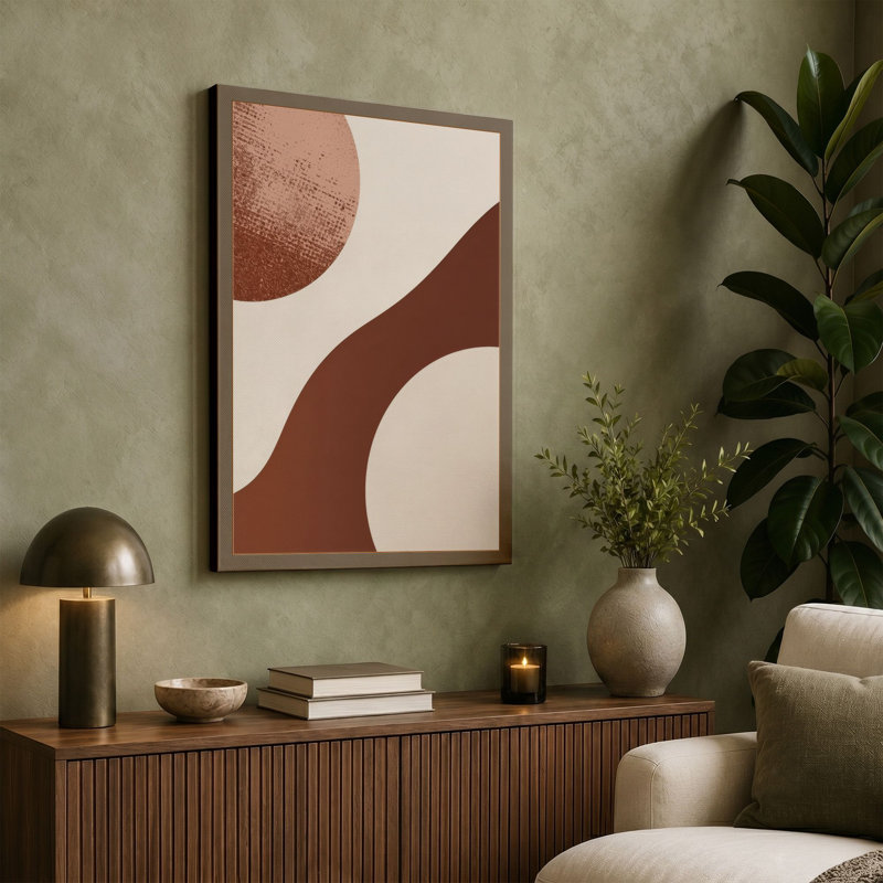 Organic Motion Minimalist - Wrapped Canvas, 36x24 - 91.4 x 61.0 cm, Taupe Border
