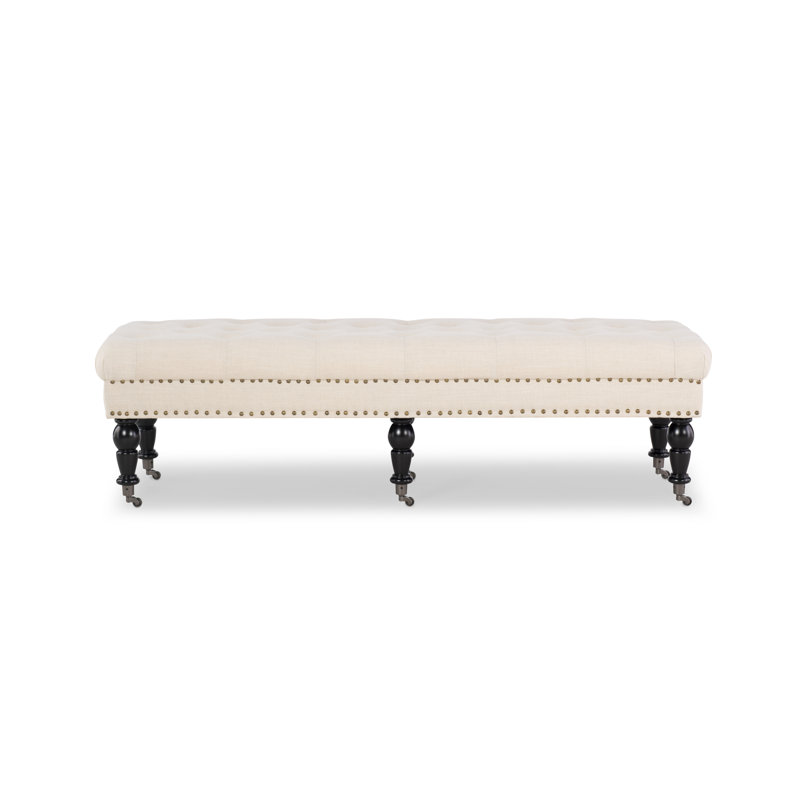 Athylene Linen Upholstered Bench, 17.75” H x 62” W x 19.63” D, Beige