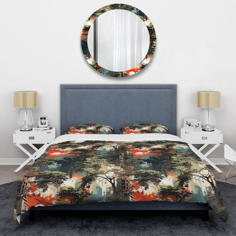 Cityscape Camo Mirage - Ensemble de housse de couette abstrait - Microfibre de polyester