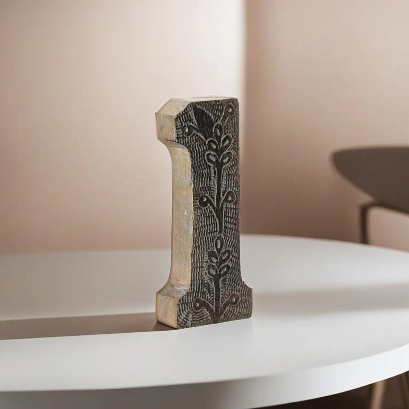 Haddam Text & Numbers Letter Block, Gray, 1