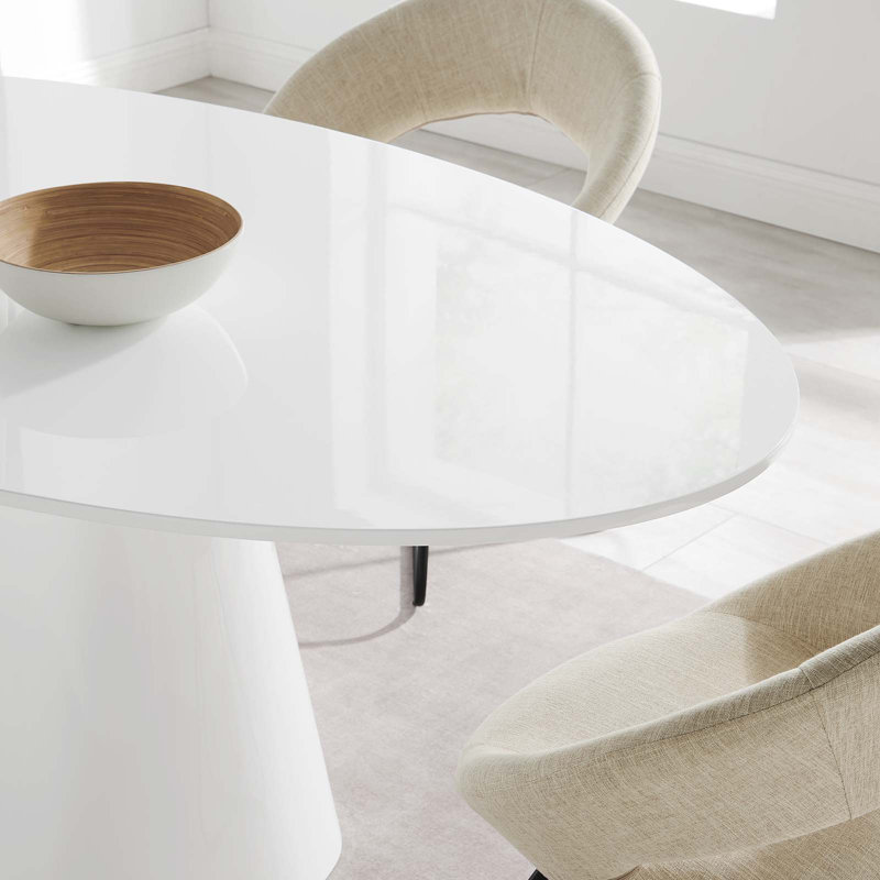 Provision 75" White MDF Oval Dining Table for Six