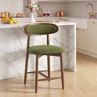 Ensemble de tabourets de bar à hauteur de comptoir, tabourets de bar de cuisine avec dossier, revêtement Mid-Century moderne, avec pieds en bois
