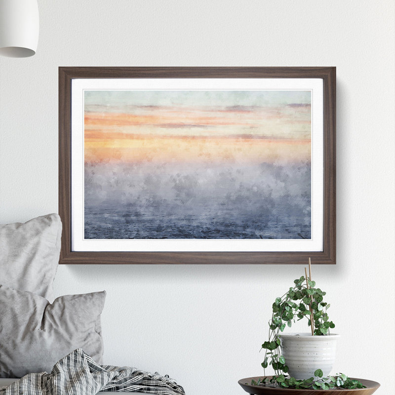Peach Landscape - Framed Print, 48cm H x 65cm W x 2cm D, Walnut Framed