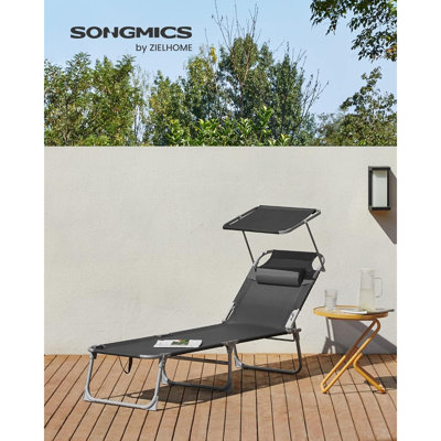 Chaise longue d'extérieur en tissu avec table Missy