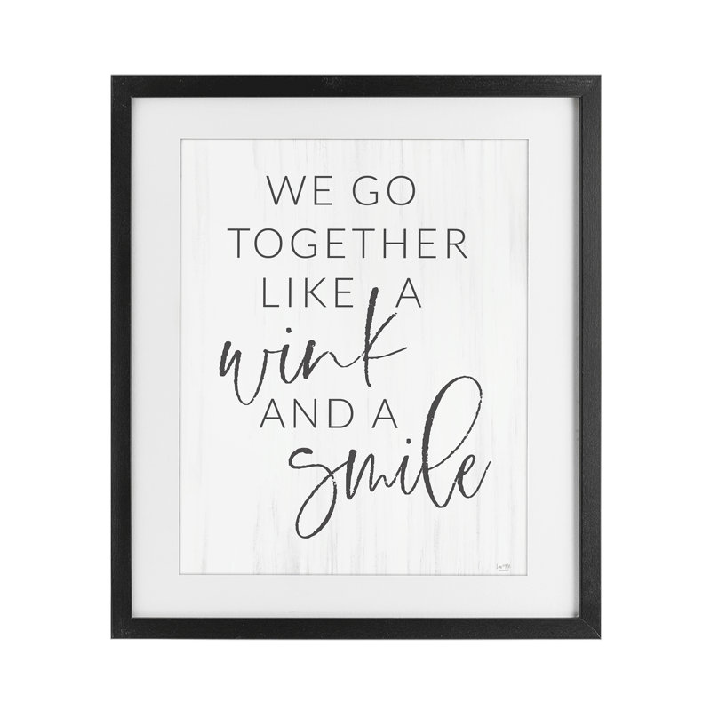 «Go Together Like Wink & Smile», reproduction d'art sous verre encadrée par Lux + Me Designs, H 21 po x l 17 po