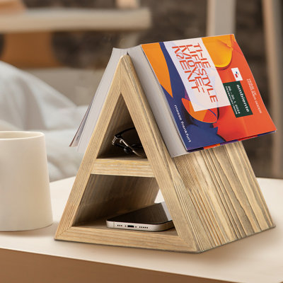 Wooden Triangle Book Holder with Slot For Book Lovers, Natural