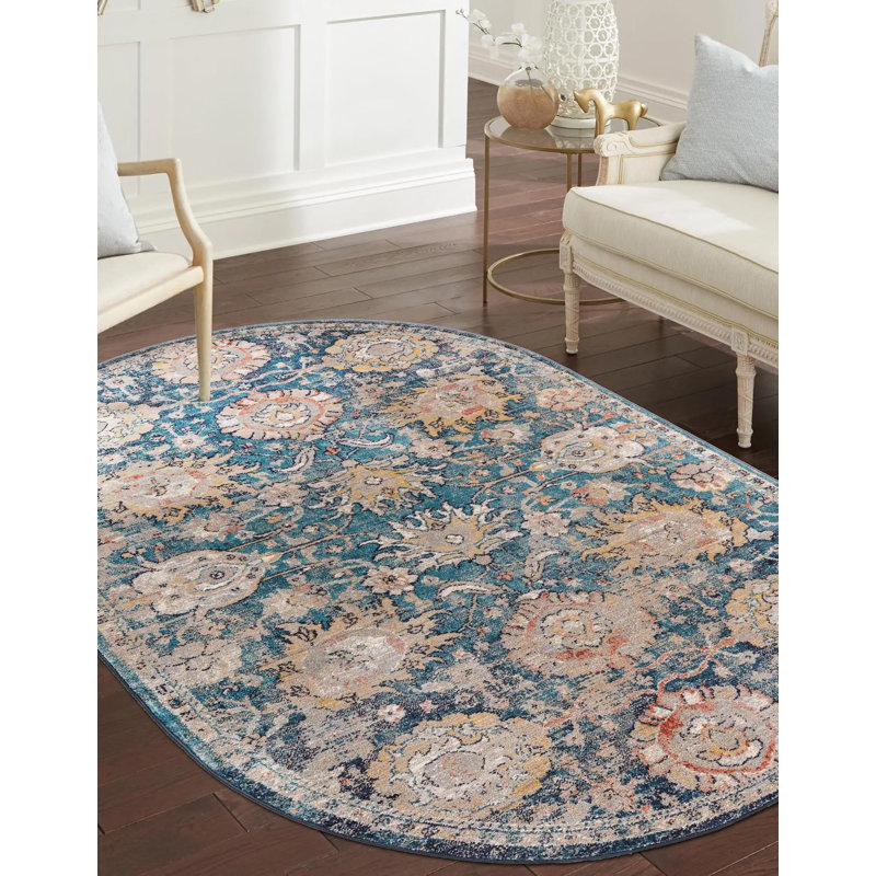 Akira Floral Indoor Rug, Oval 5'3" x 8'