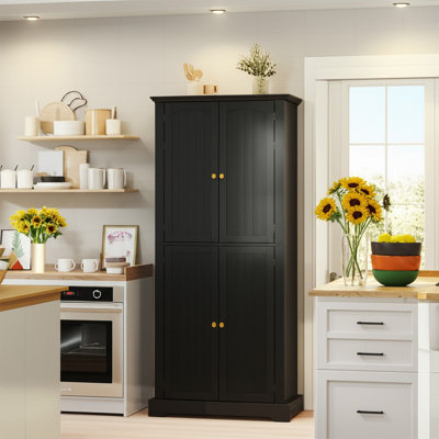 71" Tall Pantry Cabinet, Farmhouse Kitchen Storage Cabinet With 6 Hanging Shelves And Adjustable Shelves, Freestanding Cupboard For Kitchen & Dining R by DIYART