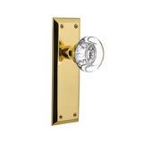 New York Plate with Round Clear Crystal Door Knob
