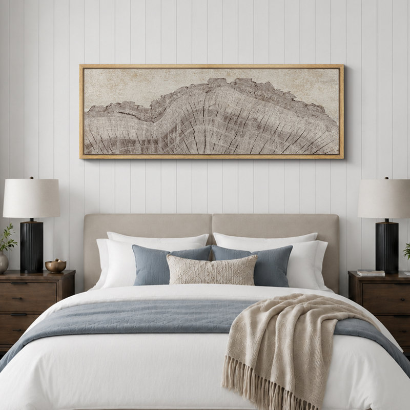 «Tree Rings in Neutral Tones», art moderne très grand, art mural, H 20 po x l 60 po, Naturel