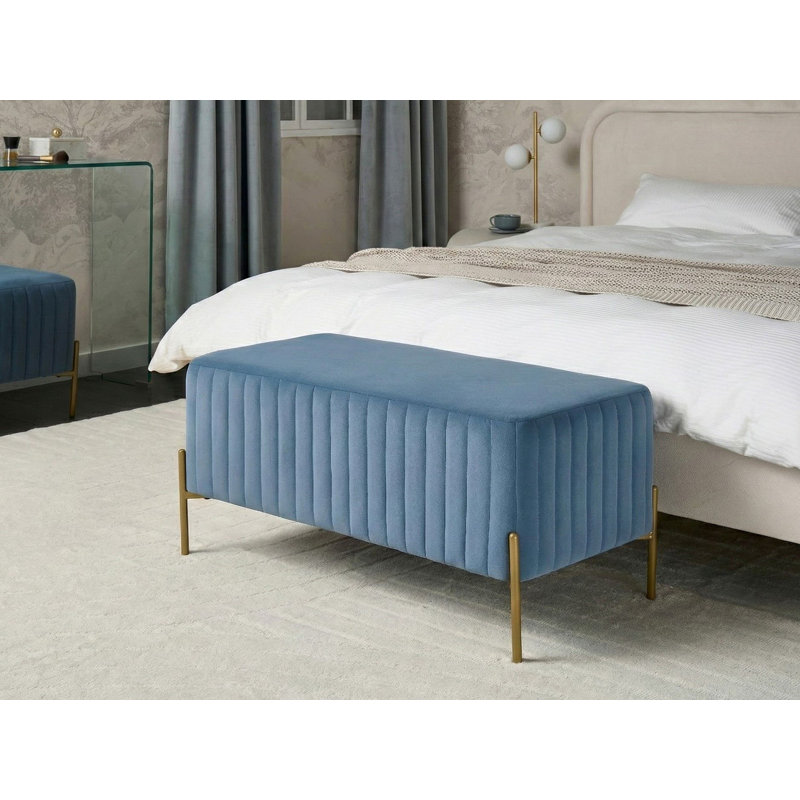 Benzant Velvet Upholstered Bench, Blue