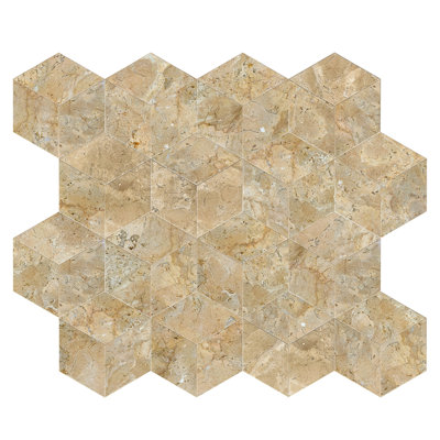 Hexagon Gold Beige Marble, Natural Marble, For Wall And Floor, Polished Marble Tile, Natural Stone, Genuine Marble, Real Marble, 1 Box 12 Pcs