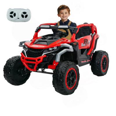Ride On Models Truck Car 12V Kids Electric Vehicles, Remote Control, Front & Rear Shock Suspension, 2 Seater UTV, Flashlights And A Built-In Music Player, For Age 3-6 Years Old (Red)