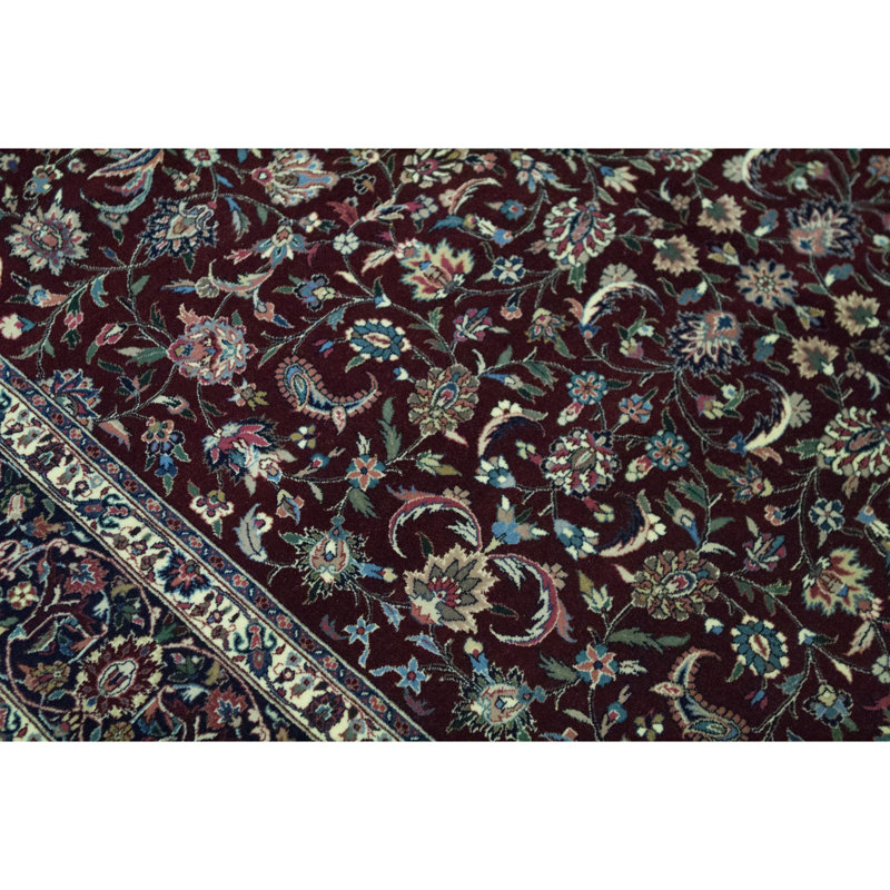 Tapis vin et bleu marine de haute qualité noué à la main