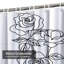 Rideau de douche imperméable à motif floral rétro noir et blanc avec 12 crochets-206387800