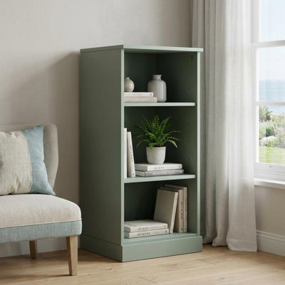 36" Sage Solid Wood Adjustable Three Tier Library Bookcase