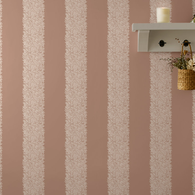 William Morris at Home Willow Stripe Rose Wallpaper