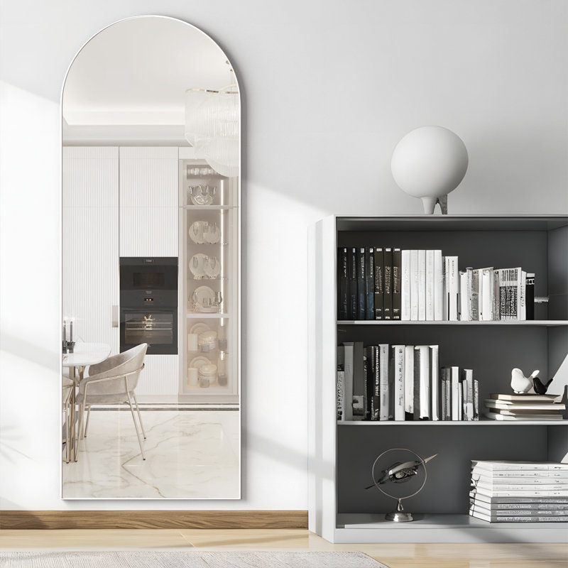 Carlyann Aluminium Framed Freestanding Full Length Mirror, White, 163 cm H × 62 cm W
