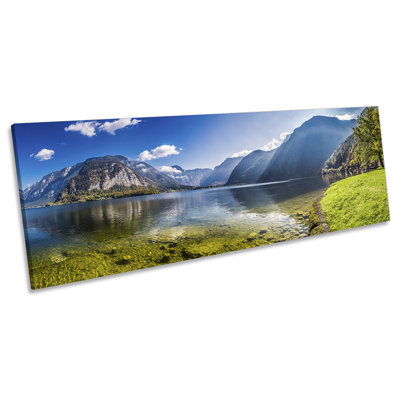 Alps Mountains Lake Landscape - Wrapped Canvas Panoramic Print