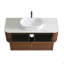 Meuble-lavabo de 48 po avec lavabo, armoire murale en noyer avec porte-serviettes gratuit, conception de lavabo simple en céramique rayée ovale blanche, sans drain et robinet, pré-assemblé-150221803-150221804