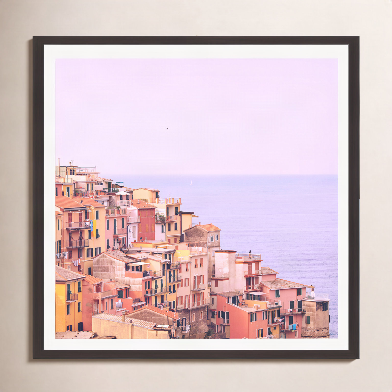 Zarina "Dreamy Cinque Terre" Print, 30" H x 30" W x 0.75" D, Espresso Single Picture Framed, Yes