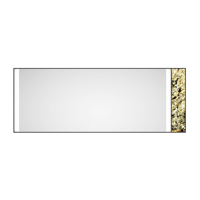 Miroir de salle de bain 96 po x 36 po à DEL pour salle de bain, brouillard mural et fonction mémoire, grand meuble-lavabo réglable en aluminium noir mat, avec cadre