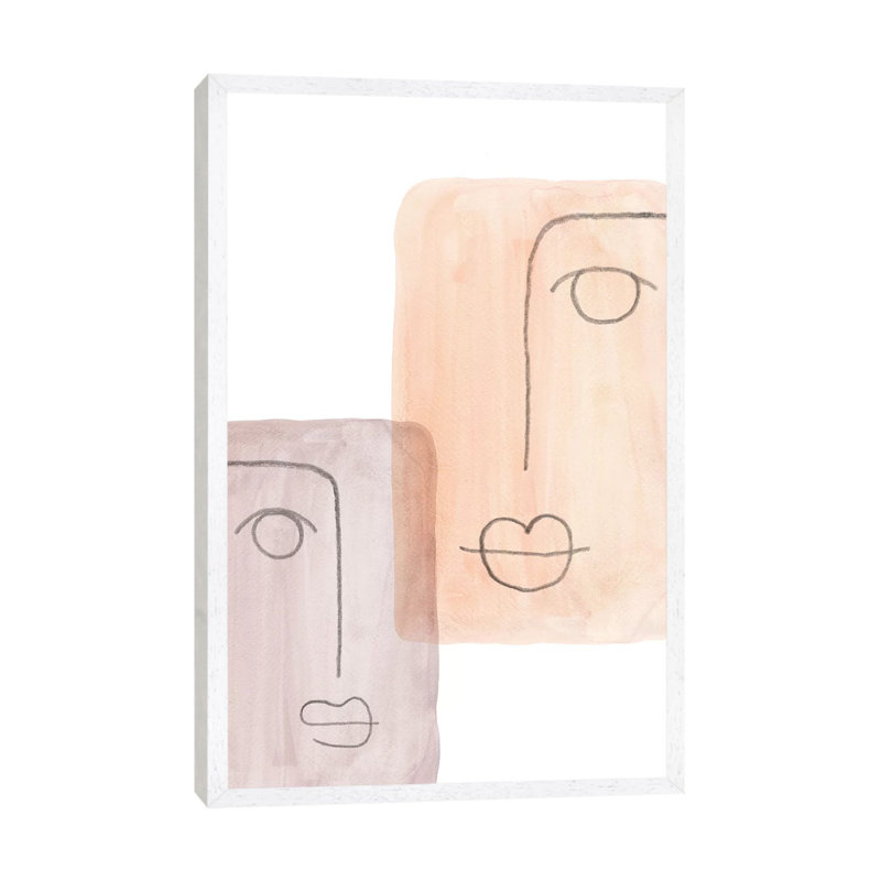Abstract Faces II - Painting on Canvas, 66.04cm H x 45.72cm W x 3.81cm D, White Framed