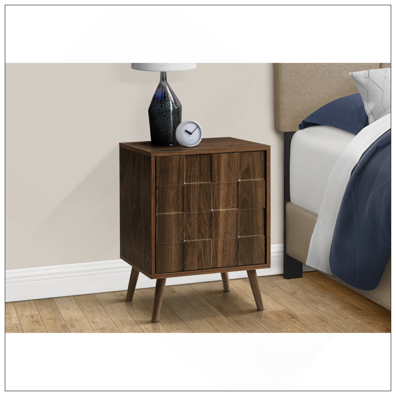 Accent Table, End, Side Table, Small, Storage, Lamp, Walnut Laminate, Modern