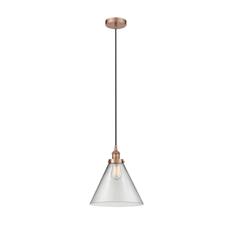 Mini-luminaire suspendu 1 lumière Cone, Clair, Cuivre antique