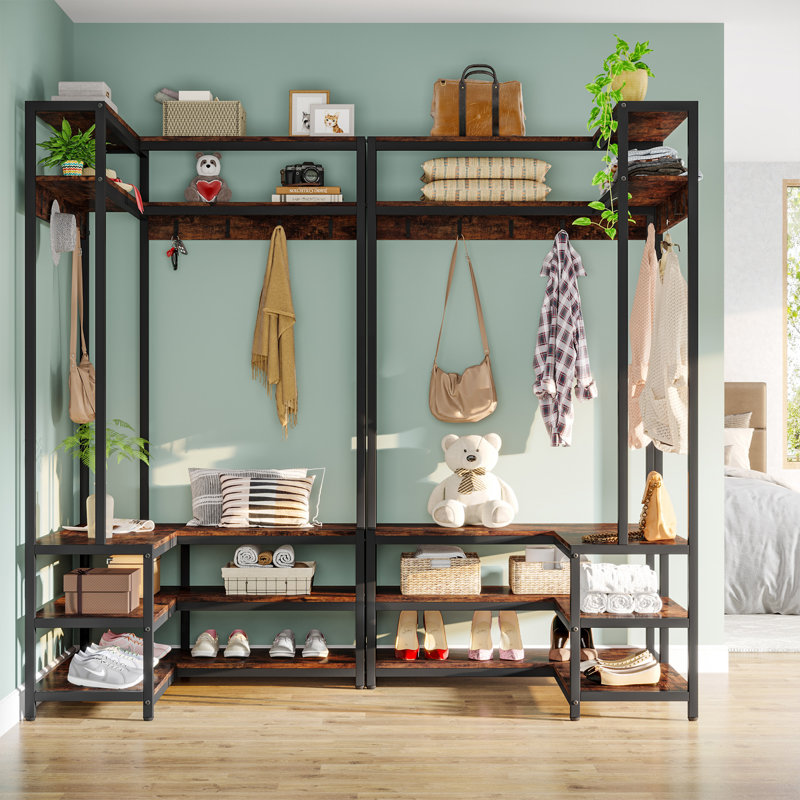 50'' Wide Iron Hall Tree with Bench and Shoe Storage