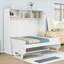 Lit escamotable double en bois avec bureau et tablettes de rangement, lattes