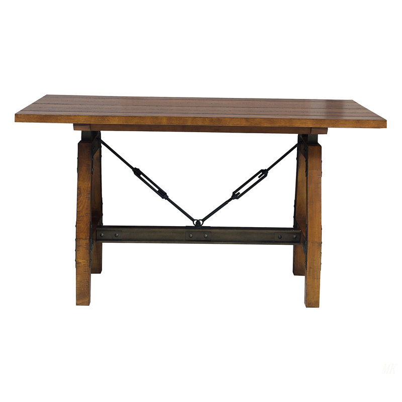 Table de salle à manger à hauteur de comptoir rustique brun et bronze industriel