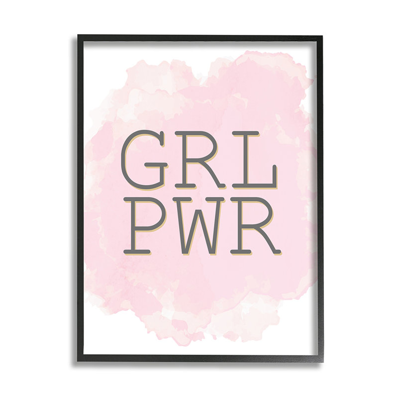«Girl Power», abrégé sur texte abstrait, texture rose par Kim Allen - impression d'art graphique, H 30 po x l 24 po x 1,5 po