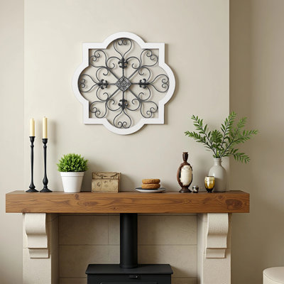 Décoration murale rétro en fer forgé noir et blanc 24 po