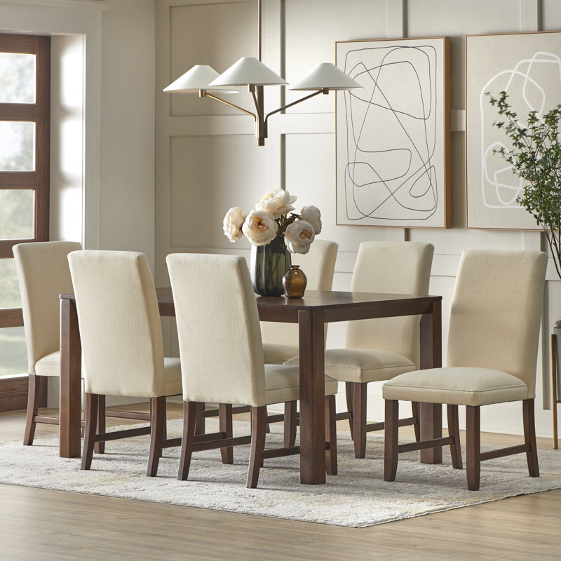 Ensemble de salle à manger Custer, Crème, 7 pièces : table, 6 chaises