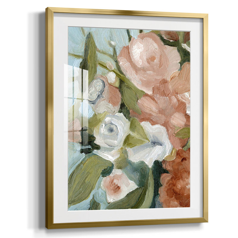 Motif rétro I, Oui, Papier avec cadre doré