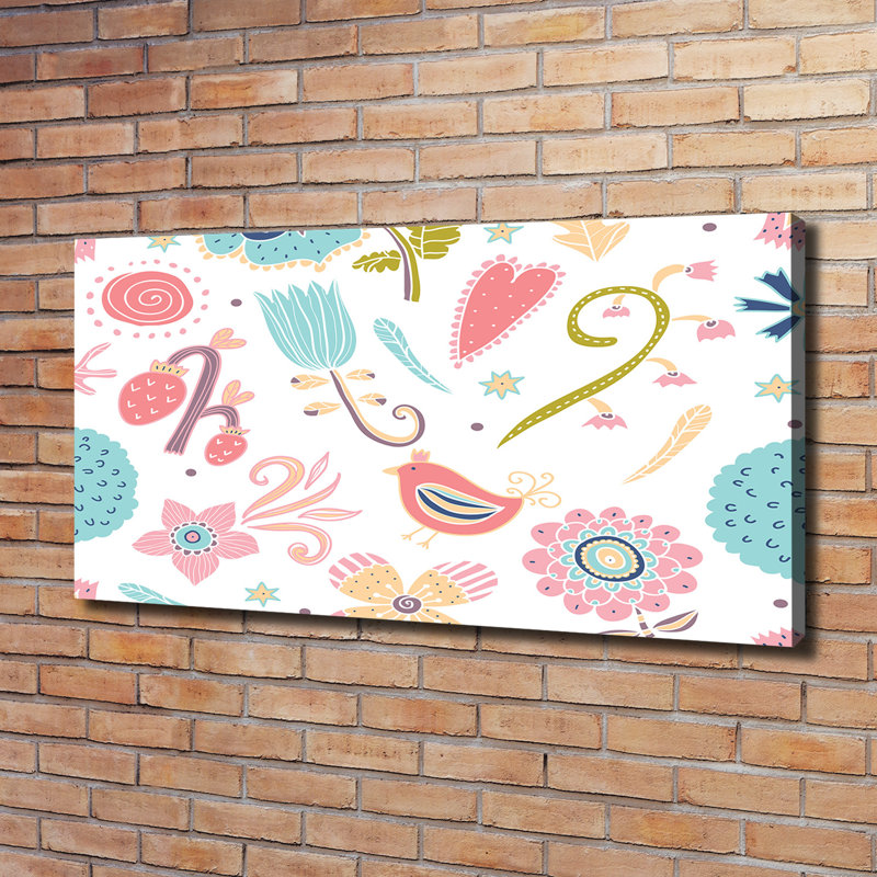 Flowers And Birds - Wrapped Canvas Print