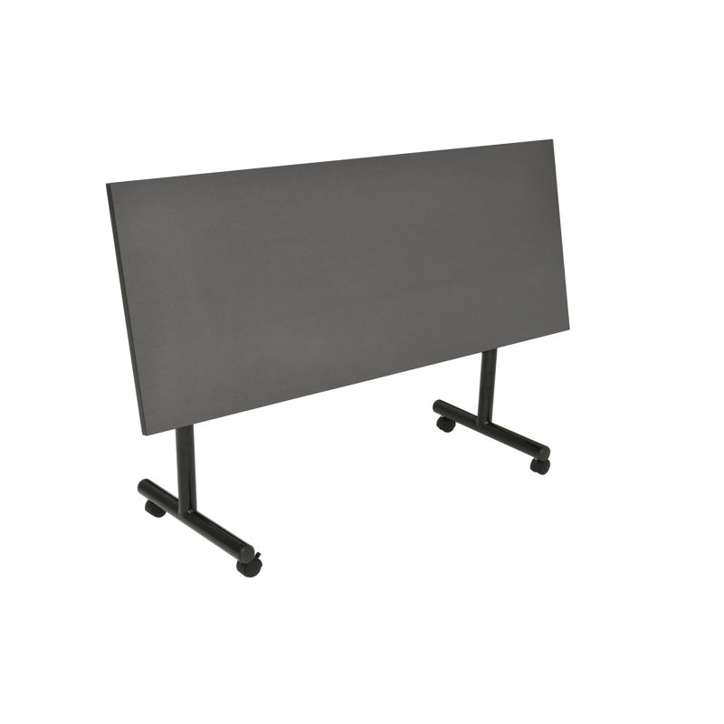 Malikka Rectangle 2 Person Flip Top Training Table and Chair Set with Modesty Panel, Gray, 29" H x 60" W x 24" W