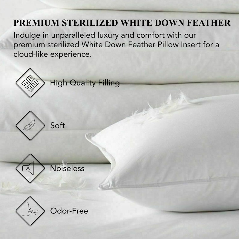 White Down Feather 26" x 26" Square Throw Pillow Insert