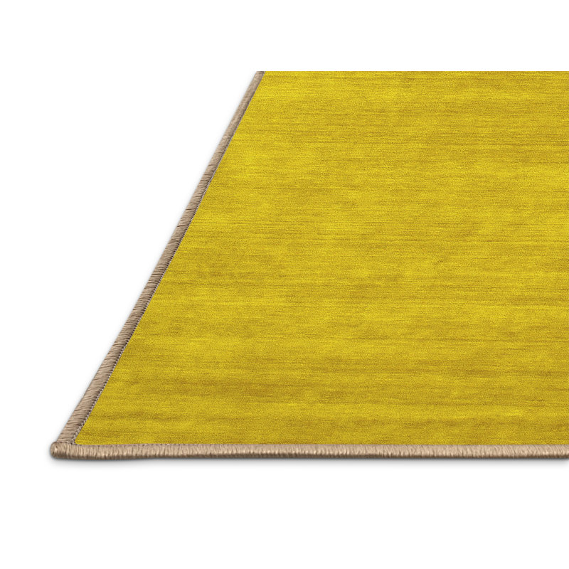 Tapis contemporains jaunes lavables à la machine 65, Rectangle 3 pi x 5 pi