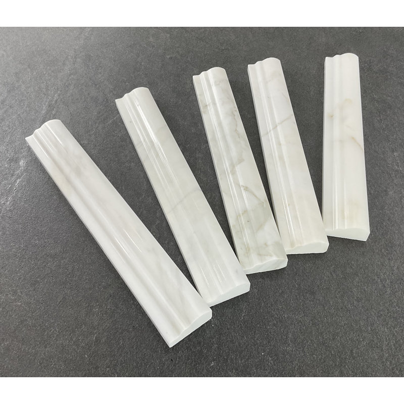 12" L x 1.75" W Marble Chair Rail Tile Trim, Calacatta Gold