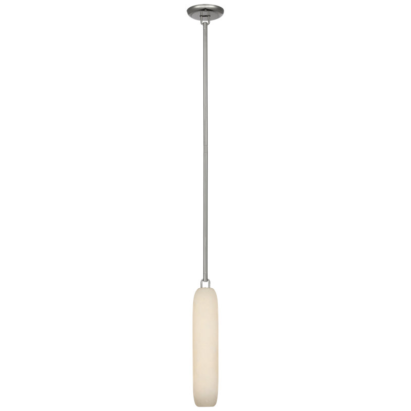 Kelly Wearstler Formosa Single Pendant with Alabaster, 61.5" H x 3.25" W x 3.25" D, Polished Nickel