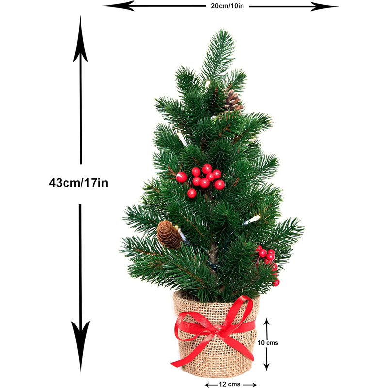 Artificial Natural Christmas Tree With Lights, 33cm H 