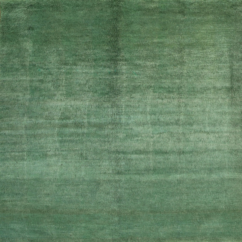 Tapis gris/vert contemporain, Carré 6 pi