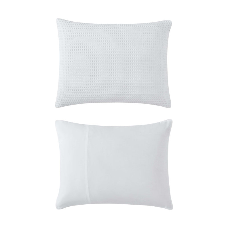 White Full Microfiber Reversible Waffle Comforter Set