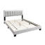 Grand lit rembourré en laine gris avec tête de lit touffetée attrayante et cadre de lit à DEL sans sommier tapissier-20530144
