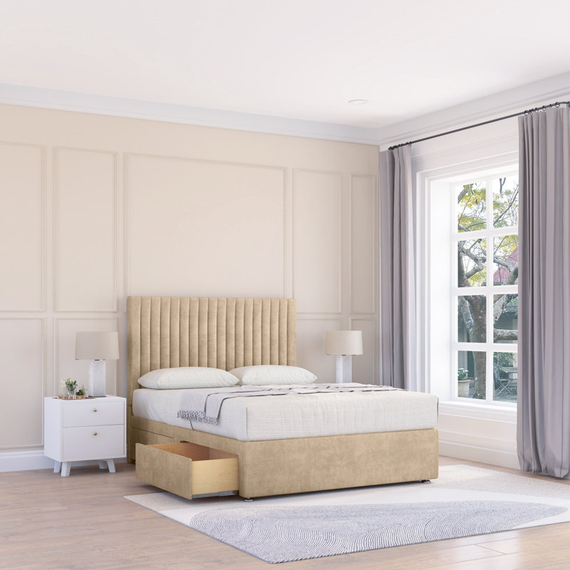 Upholstered Kingsize (5') Bed, Single (3'), Beige