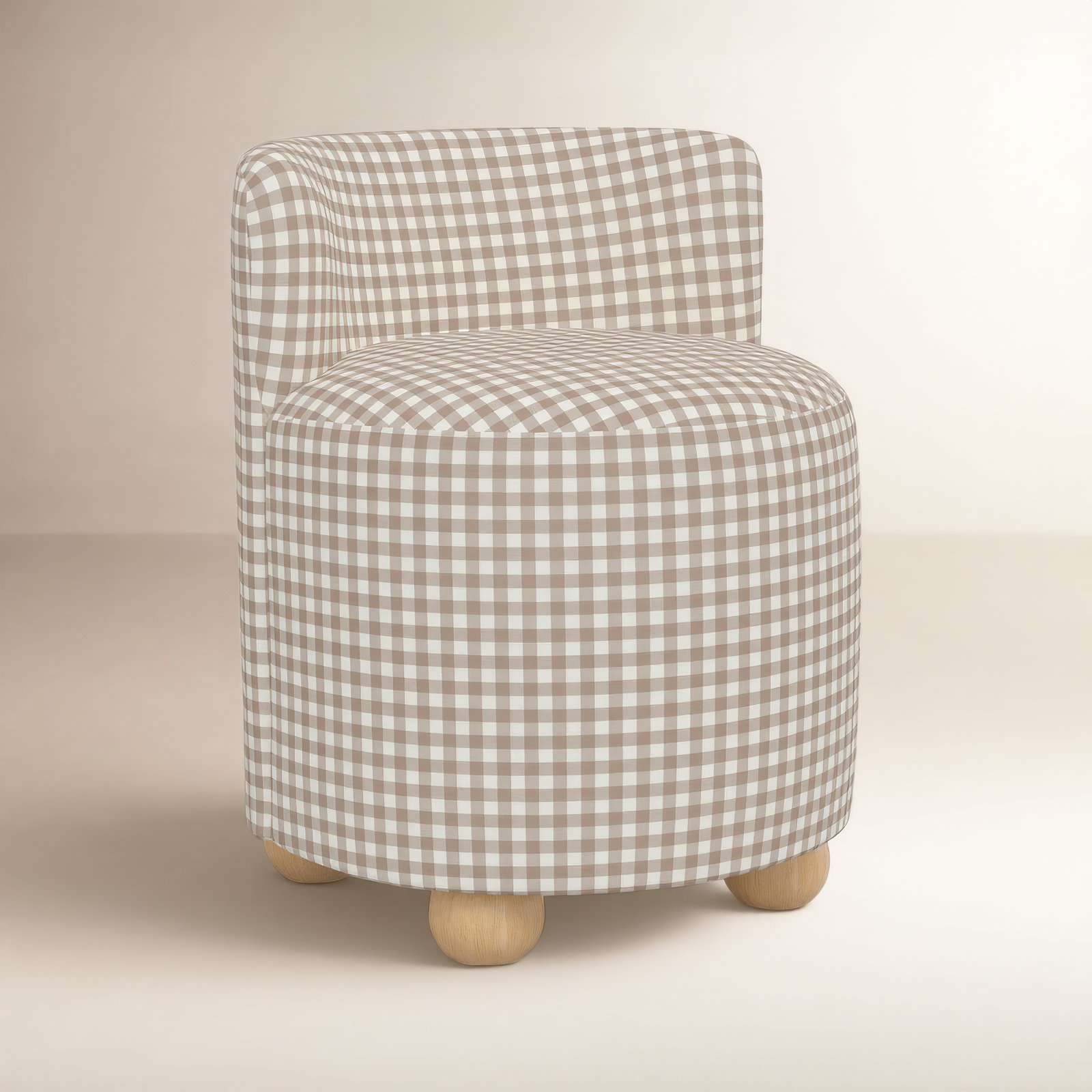 Bee Vanity Stool, Classic Gingham Tan